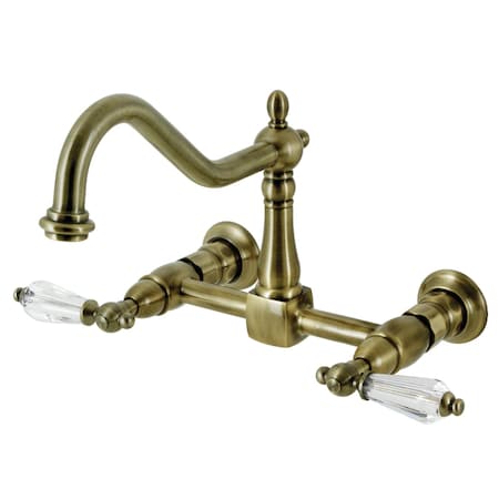 Kingston Brass Wall Mount Bridge Kitchen Faucet, Antique Brass KS1243WLL